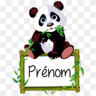 Sticker Prenom Personnalisable Panda Et Son Bambou - Pandabär Clipart, HD Png Download