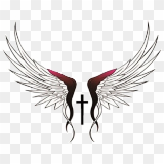 #freetoedit #remixit #tattoo #wings #cross #tribal - สัก ลาย ปีก นางฟ้า, HD Png Download