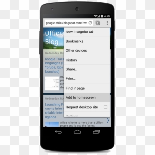 Chrome Andro - Google Chrome Mobile Menu, HD Png Download