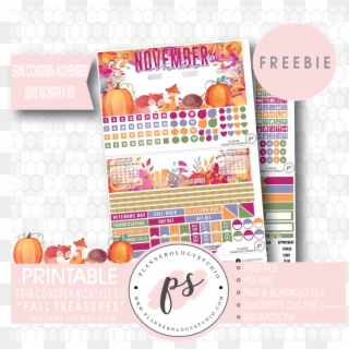 Fall Treasures Eclp Erin Condren November 2018 Monthly - Free Payday Planner Stickers, HD Png Download