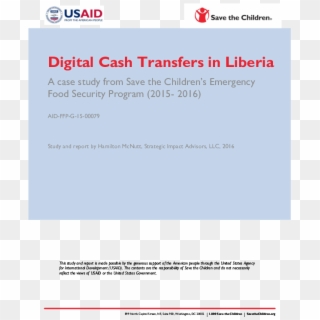 Digital Cash Transfers In Liberia - Save The Children, HD Png Download