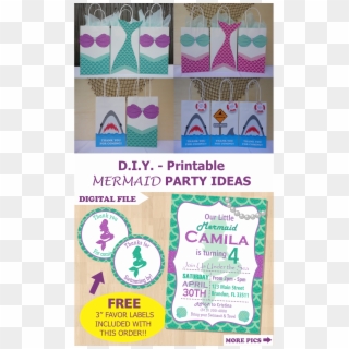 Mermaid Party Favor Bags/ Mermaid Birthday Party Ideas/ - Free Printable Mermaid Gift Bags, HD Png Download