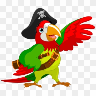 Pirate Clipart Parot - Cartoon Pirate Parrot, HD Png Download