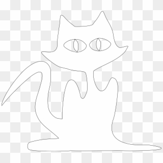Cat 6 Halloween Black White Line Art Christmas Xmas - Cartoon, HD Png Download