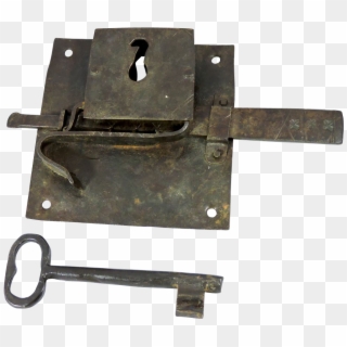 1700s Iron Door Lock Plate And Key From Thecuriousamerican - 1700s Door Latch, HD Png Download