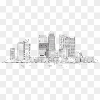 Wharf Clipart Black And White - London Canary Wharf Skyline Sketch, HD Png Download
