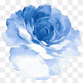 Blue Rose Clipart Tumblr Cartoon - Blue Watercolor Flower Png, Transparent Png