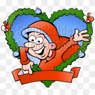 Christmas Fraim Elf Heart Shaped Wreath Mascot Logo - Christmas Fat Clipart, HD Png Download