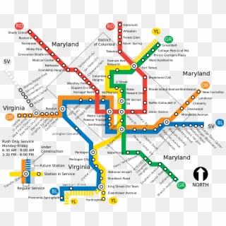 Wmata System Map - Dc Metro Map, HD Png Download
