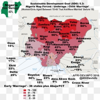 Nigeria Data Map Child 'marriage'-36 State & Abuja - Education By Region In Nigeria, HD Png Download