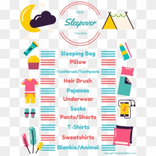 Free Printable Sleepover Checklist For Kids Kids Can - Packing List What To Pack For A Sleepover, HD Png Download