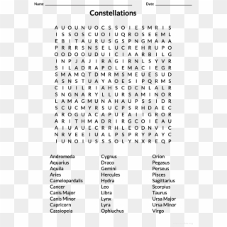 Constellations Wordsearch Puzzle - Ww2 Word Search, HD Png Download