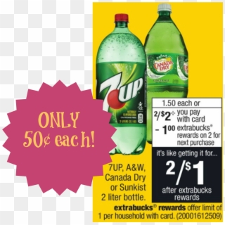 50¢ Each Wyb 7up, Sunkist Or Canda Dry 2 Liter Sodas - Four Leaf Clover Watercolor, HD Png Download