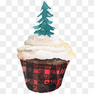 Hand Painted Christmas Cup Cake Png Transparent - Christmas Tree, Png Download