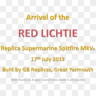 Arrival Of The Red Lichtiereplica Supermarine Spitfire - Printing, HD Png Download