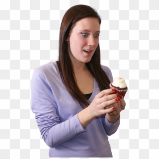 Girl Surprised At Cupcake [702 × 1114] - Girl, HD Png Download