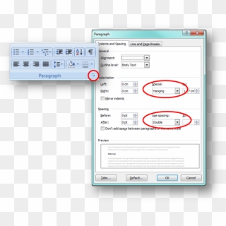 Under The Indents And Spacing Tab, Select 'hanging' - Double Spaced List, HD Png Download
