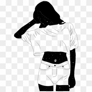 #freetoedit #aesthetic #girl #outline #drawing #line - Illustration, HD Png Download