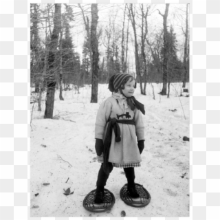 #tbt A Young Girl On Snowshoes, In The Forest, Near - Snapshot, HD Png Download