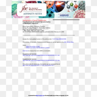 Pdf - Journal Of Biological Chemistry, HD Png Download