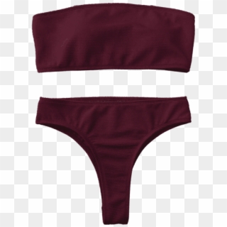 Rosewe Rib Texture High Leg Bandeau Bikini Set - Underpants, HD Png Download