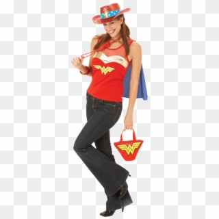 Adult Wonder Woman Top With Cape - Wonder Woman Top Costume, HD Png Download