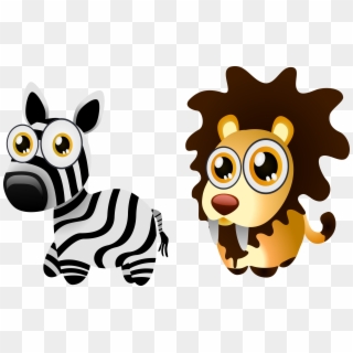 Clipart Lion Zebra Clipart Lion Zebra Transparent Free - Lion And Zebra Animation, HD Png Download