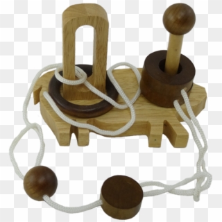 Single Post Rope Puzzle On A Pig Base - Mechanical Puzzle, HD Png Download