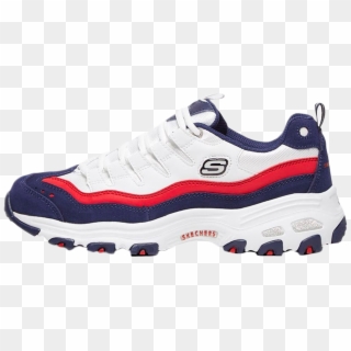 The Skechers Womens D'lites 'sure Thing' White Navy - Sneakers, HD Png Download