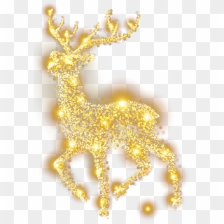 #ftestickers #christmas #reindeer #golden #luminous - Santa Claus Reindeer Gold Png, Transparent Png