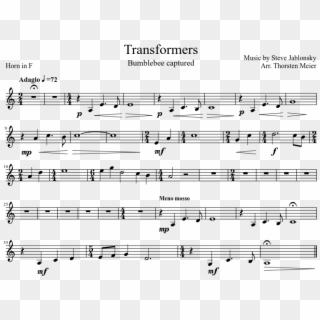 Transformers-bumblebee Captured - Transformers French Horn Sheet Music, HD Png Download