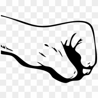 Fist Hand Gesture Power Strength Sign Male Arm - Punching Fist Outline, HD Png Download