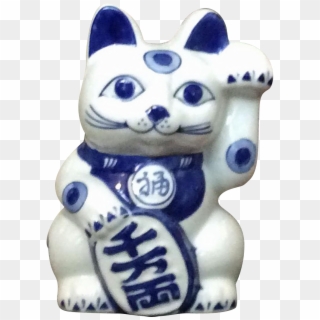 Blue & White Japan Maneki Neko Lucky Cat Bank With - Chinese Lucky Cat Blue, HD Png Download