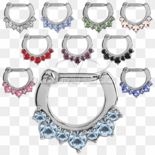 Surgical Steel Round Jewelled Hinged Septum Cliker - Crystal, HD Png Download