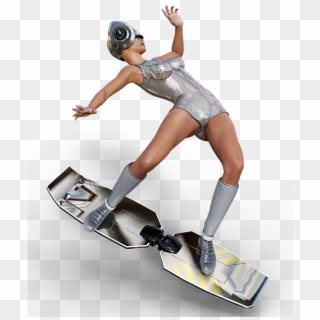 Airboard, Bodysuit, Woman, Helm, Skateboard, Sci Fi - Sci Fi Skateboard, HD Png Download