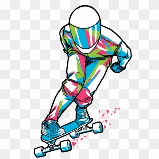 Skateboard Clipart Longboard - Dibujos De Longboard Downhill, HD Png Download