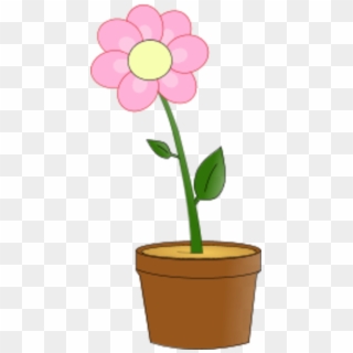 Flower With Leaves In A Planting Pot - Flower In Pot Clipart, HD Png Download