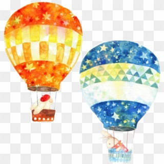 Hot Air Balloon Watercolor Painting, HD Png Download