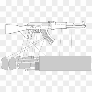 Drawn Pistol Ak 47 - Ak 47 Gun Template, HD Png Download