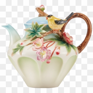Begonia And Yellow Oriole Teapot - Franz Porcelain, HD Png Download
