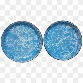 Robin's Egg Blue Swirl Two Sided Enamel Vintage Graniteware - Circle, HD Png Download