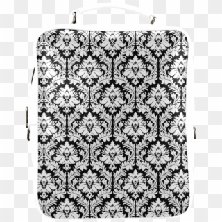 Damask Pattern Black And White Square Backpack - Shoulder Bag, HD Png Download