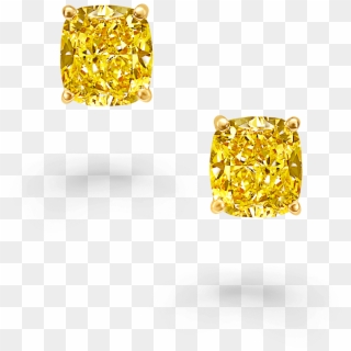 Classic Graff Cushion Cut Yellow Diamond Stud Earrings - Cushion Cut Yellow Diamond Earrings, HD Png Download