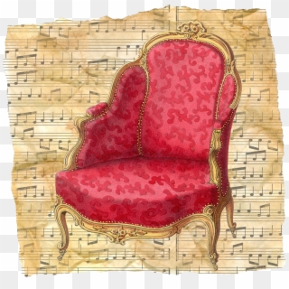 Vintage Chair Red Music Sheet Old 1485614 - Chair, HD Png Download