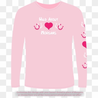 White And Passionate Pink Horseshoes/hearts On Light - Long-sleeved T-shirt, HD Png Download