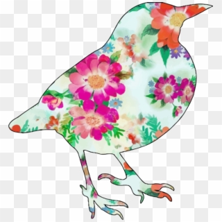 Floral Design Bird Drawing Watercolor Painting - Design, HD Png Download