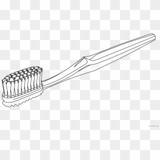 Toothbrush Clip Outline - Toothbrush Black And White, HD Png Download