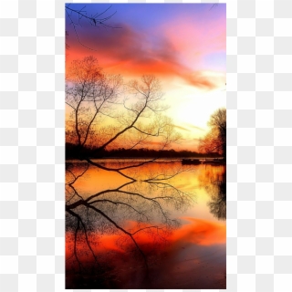 #sunset #trees #sky #clouds #nature #waterreflection - Wondrous Sunrise, HD Png Download