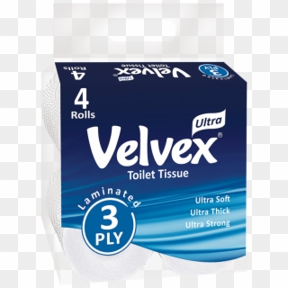 Velvex Ultra 3 Ply Toilet Tissue 4 Pack - Box, HD Png Download