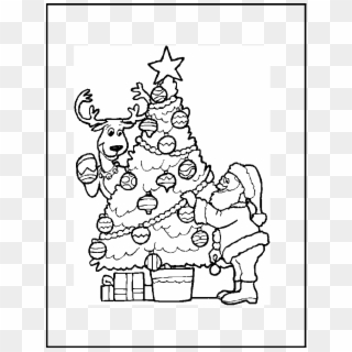 Imagen De Santa Claus Con Arbol De Navidad Y Regalos - Christmas Tree To Colour, HD Png Download